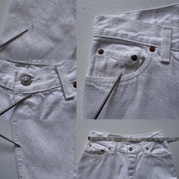 Vintage 80's LEVIS 501 White Jeans Made in USA 13 S / 28-29" W / High Rise - Picture 8 of 11
